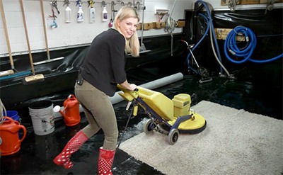 A TV personality enjoying the way Luv-A-Rug cleans her own personal rugs