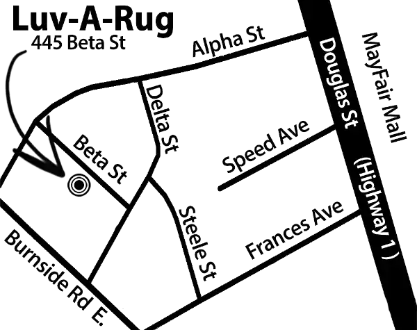 Location on Map of Luv-A-Rug area rug cleaning Victoria BC